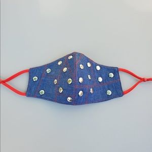 Denim cover mask with snap details